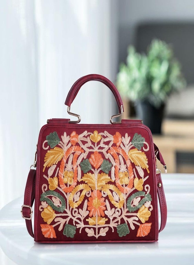 EVEDA Womens Synthetic Leather Stylish Trendy Design Shoulder Crossbody Hobo Handbag, Maroon - Image 5